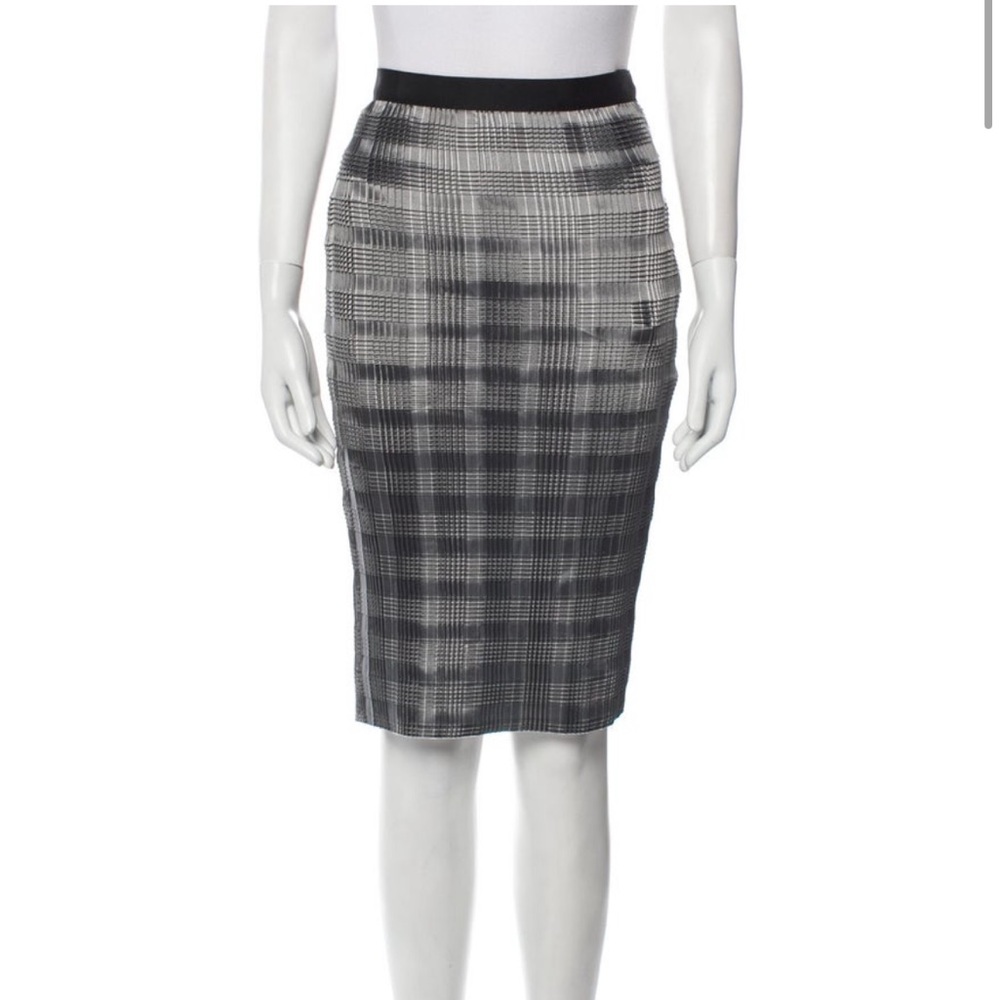 ALEXANDER WANG pleated plisse skirt grey silver runway midi black - Picture 5 of 5